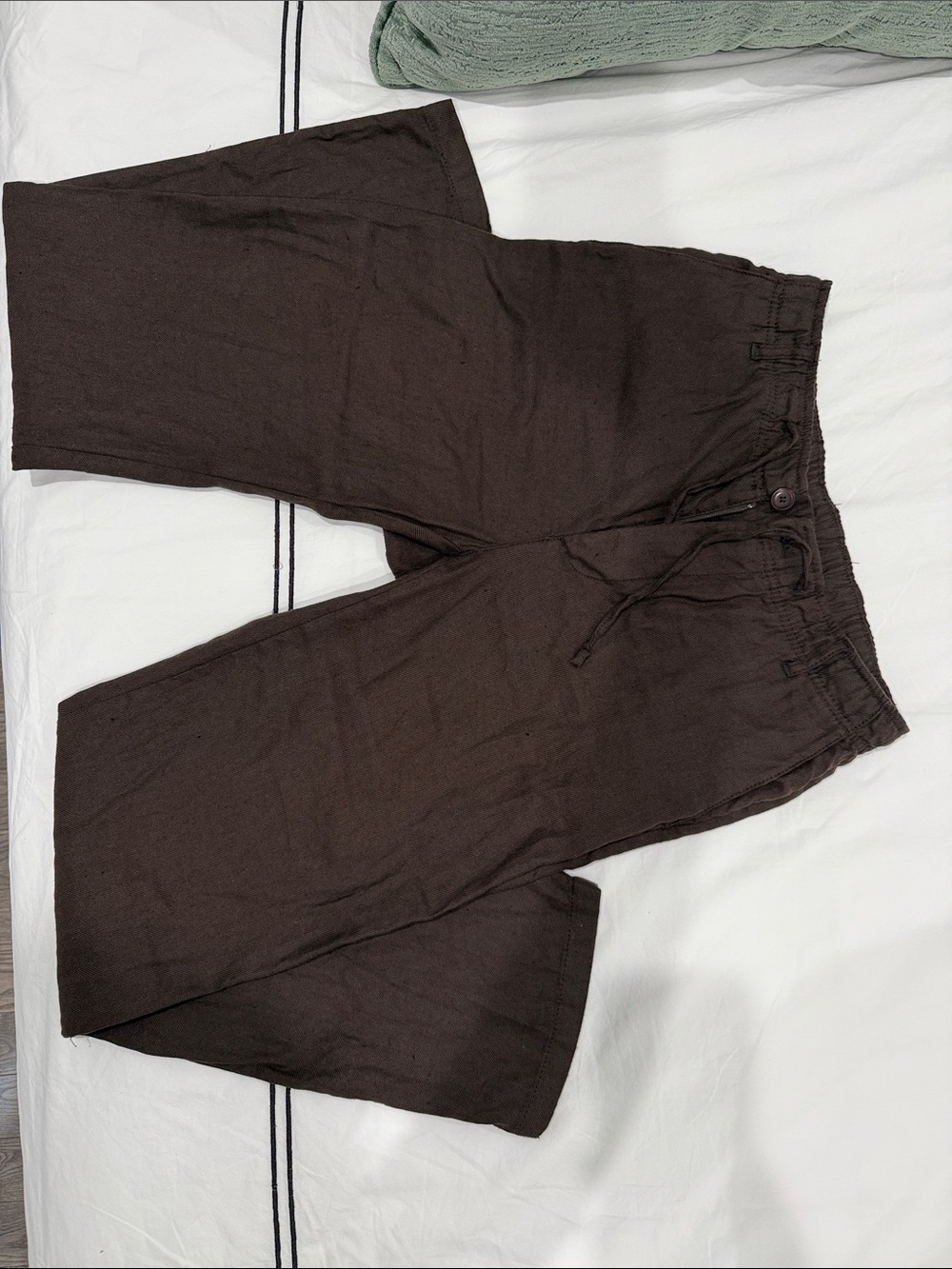 Zara Men's Dark Brown Relaxed Linen Pants